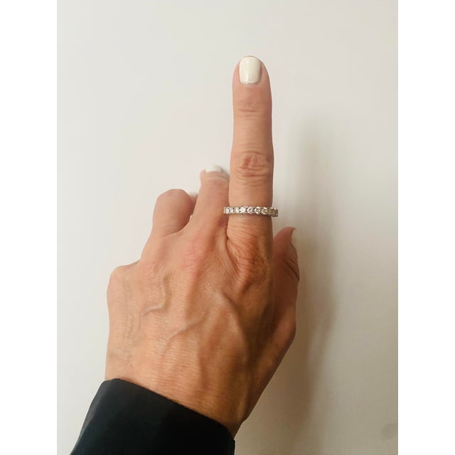 Eternity Band Faux Diamond 18Kt White Gold-Filled Setting For Sale - Image 9 of 13