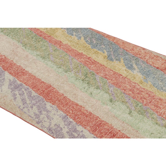 Rug & Kilim Rug & Kilim’s Modern Abstract Runner Rug With Polychromatic Geometric Patterns For Sale - Image 4 of 6