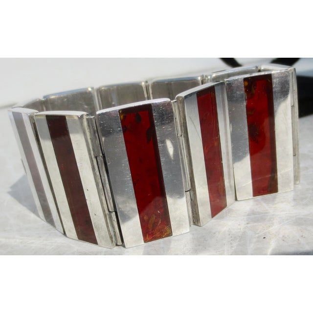 Russian Silver and Faux Tortoise Bracelet Circa 50s For Sale In New York - Image 6 of 6