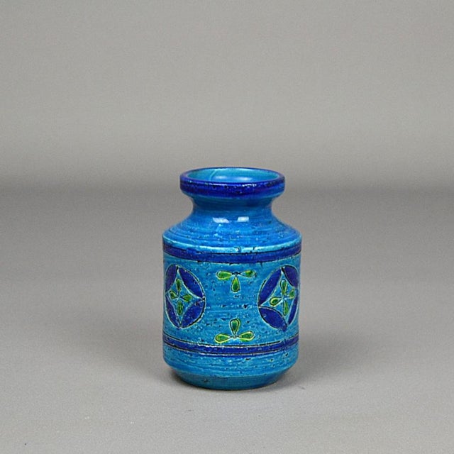 Mid-Century Modern Ceramic Vase in Blue Rimini Liberty by Aldo Londi for Bitossi, 1957s For Sale - Image 3 of 12