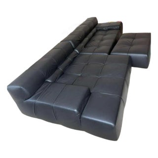 Black Leather Tufty Time Sofa Attributed to B&b Italia For Sale