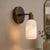 Alabaster Brass Wall Sconce With Ribbed Natural Alabaster Shade, Modern Bathroom Vanity Lamp, Handcrafted Luxury Wall Lighting For Sale - Image 8 of 10