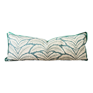Aqua / Aqua Green Leaf Print Down Filled 36” Pillow
