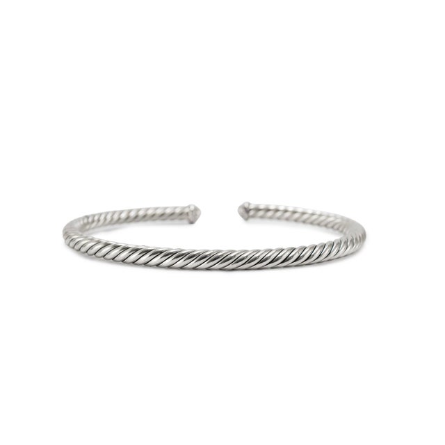 Early 21st Century David Yurman Cable Flex 4mm 925 Sterling Silver Cuff Bangle Bracelet For Sale - Image 5 of 9