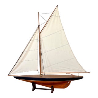 Vintage Coastal Scale Model of Sail Boat For Sale