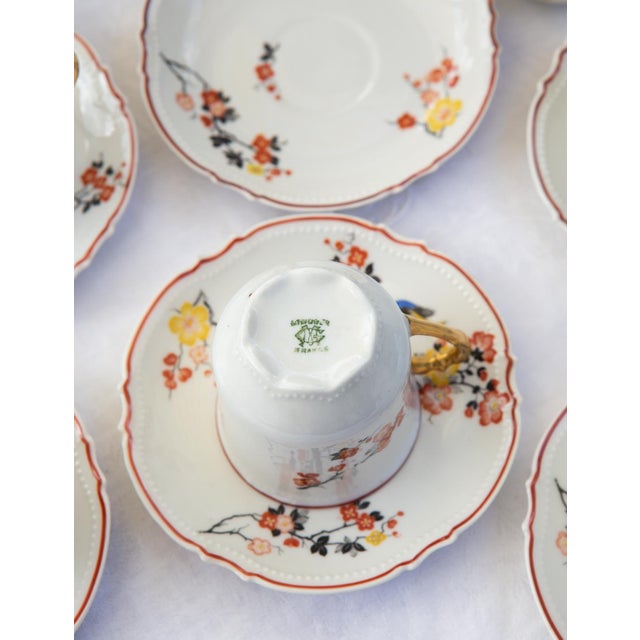 Antique Coffee Set by Malaveix and Granger for Limoges Porcelain, 1920, Set of 16 For Sale - Image 6 of 12