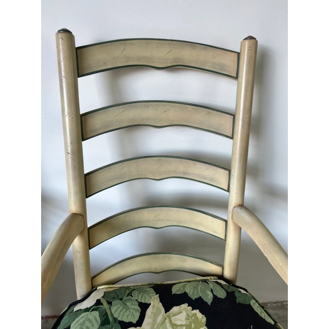 Vintage French Provincial - Style High. Ladder Back Arm Lounge Chairs - A Pair/ Sold For Sale In Miami - Image 6 of 13