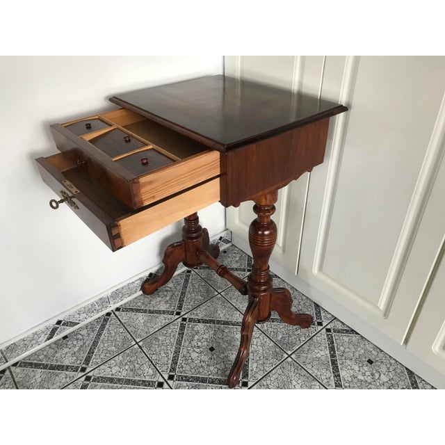 Brown Vintage Side Table with Drawers, 1900s For Sale - Image 8 of 18