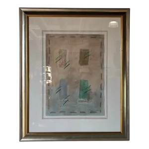 Large - Vintage "Fusian C.44" Mixed Media Expressionist Abstract Painting - Signed