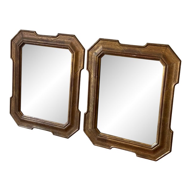 Antique Napoleonic Neoclassical Wall Mirrors in Gilt Wood, a Pair For Sale