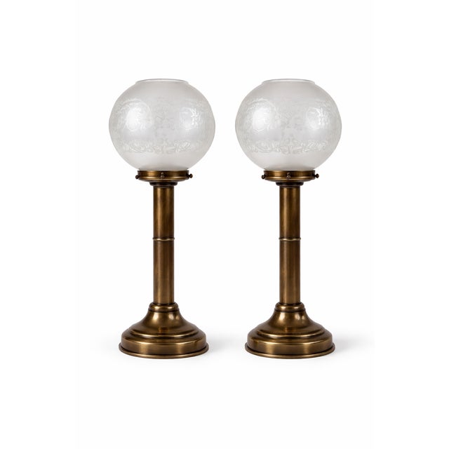 Metal Art Deco Brass and Glass Nautical Candleholder Lamps by DHR Den Haan Rotterdam, 1920s, Set of 2 For Sale - Image 7 of 10