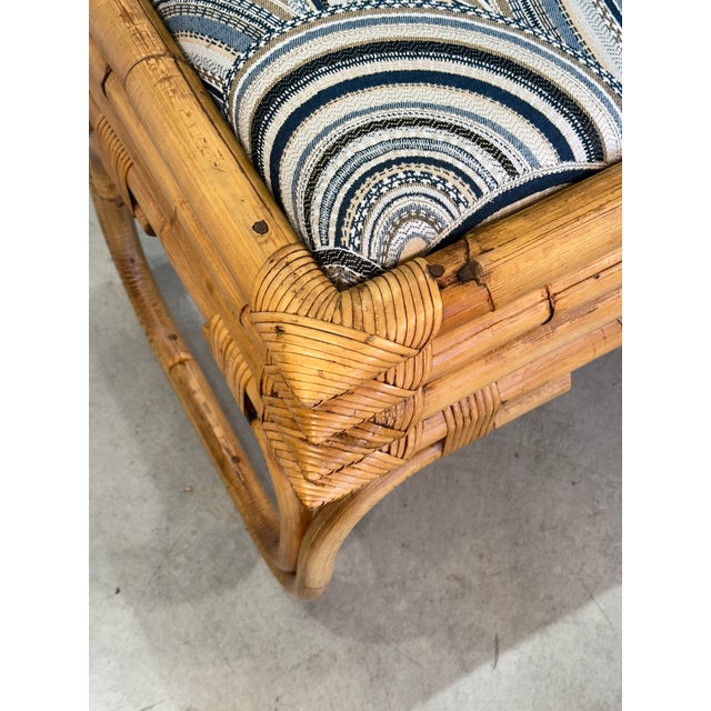 Blue Bamboo Rocking Bench in the style of Vivai Del Sud, 1970s For Sale - Image 8 of 14