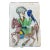 Antique Persian Isnik Style Painted and Glazed Decorative Tile With Horse and Falconer For Sale