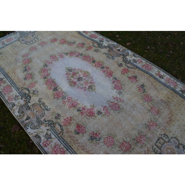 Light Pink Hand Knotted Wool Turkish Sparta Rug 3'9" X 6'11" For Sale - Image 8 of 12