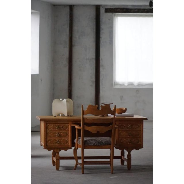 Mid-Century Razorblade Armchair in Oak and Lambswool attributed to Henning Kjærnulf, 1960 For Sale - Image 13 of 18