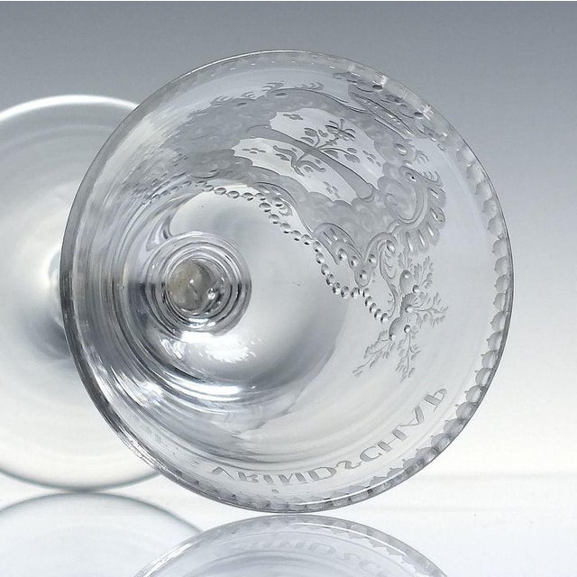 Antique Engraved Light Baluster Wine Glass, 1750 For Sale - Image 8 of 10