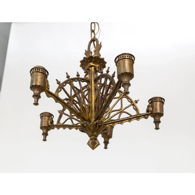 Early 20th Century Early 20th Century Metalwork Radial Webs Chandelier For Sale - Image 5 of 10