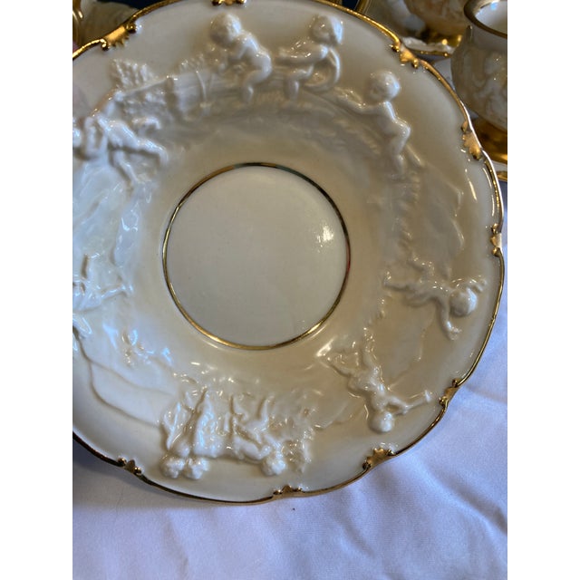 Antique Ernst Bohne Söhne Cherub Teacup and Saucer With Gold Trim Set- 14 Pieces For Sale - Image 10 of 10