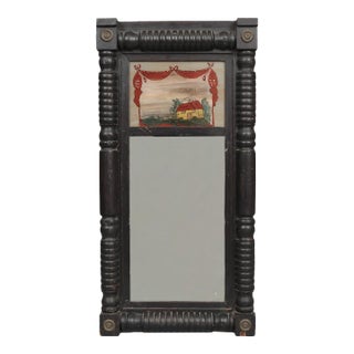 Early 19thC American Federal Reverse Painted Trumeau Wall Mirror For Sale