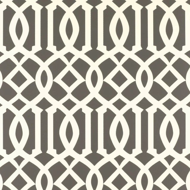 Sample - Schumacher Imperial Trellis Wallpaper in Charcoal ...