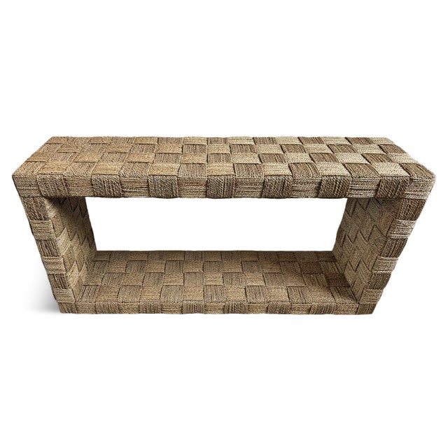 Tan Woven Seagrass Console Table For Sale - Image 8 of 13