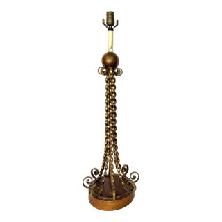 1950's Mid-Century Modern Tall Twisted Metal Table Lamp For Sale
