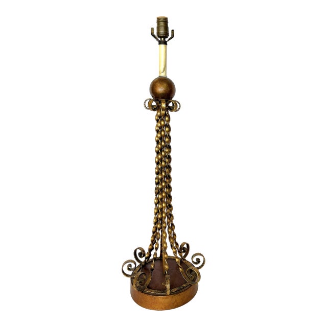 1950's Mid-Century Modern Tall Twisted Metal Table Lamp For Sale