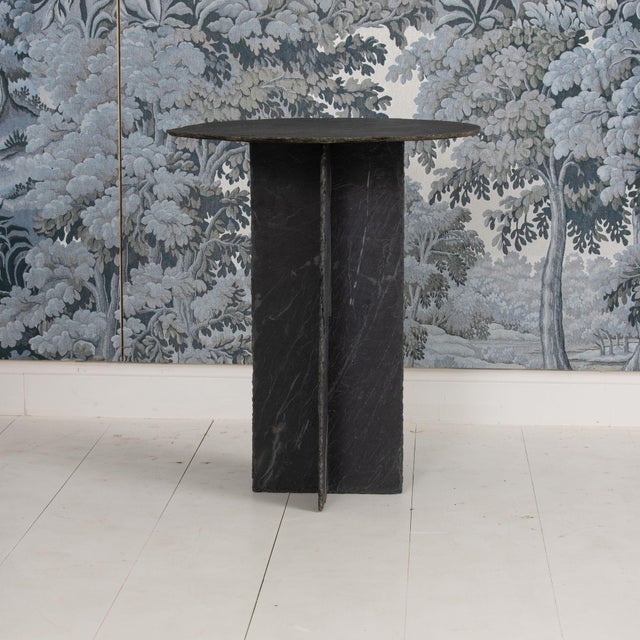 Neoclassical 19th C. French Round Slate Side Table For Sale - Image 3 of 11