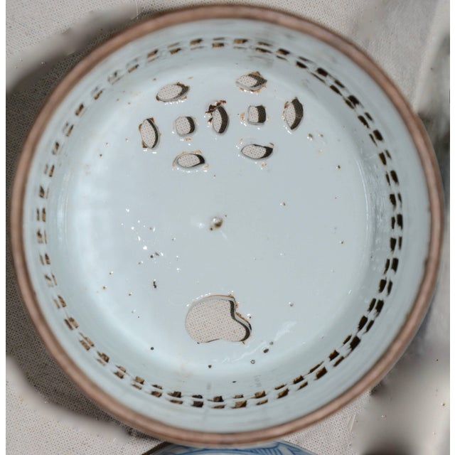 1900 - 1909 Early 1900s Blue and White Asian Pierced Ceramic Incense Burner For Sale - Image 5 of 13