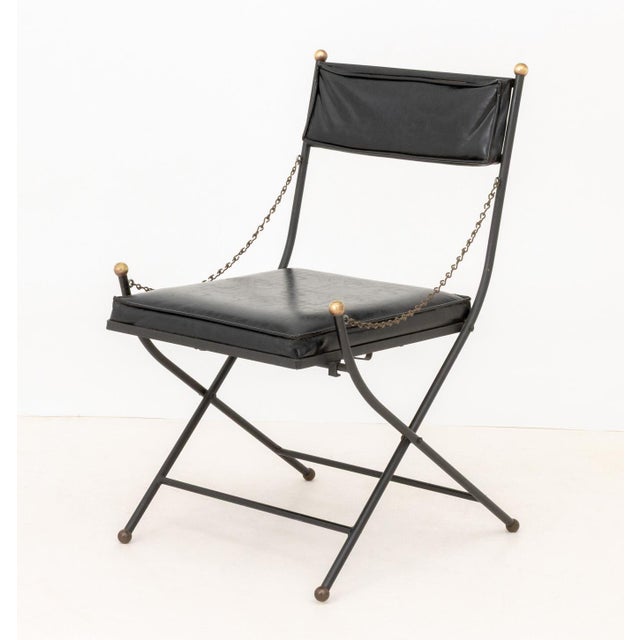 Black Maison Jansen Style Campaign Chairs, Pair For Sale - Image 8 of 10