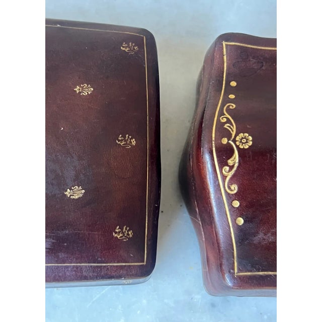 Brown Italian Tooled Leather Boxes-Set of 2, C. 1960's For Sale - Image 8 of 16