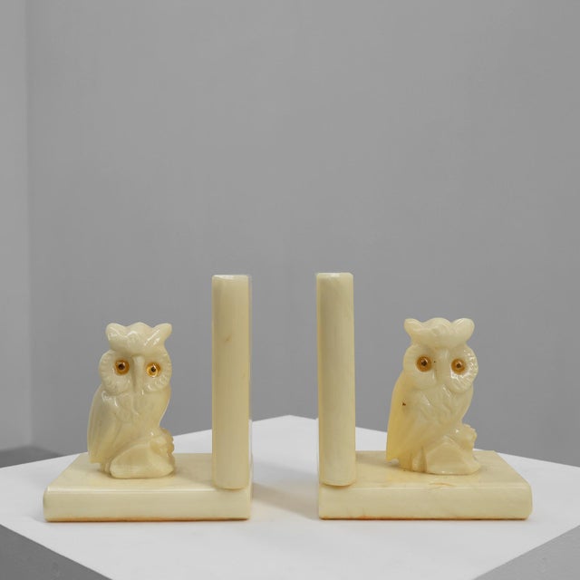 Alabaster Hand Carved Bookends, 1920s, Set of 2 For Sale - Image 11 of 11