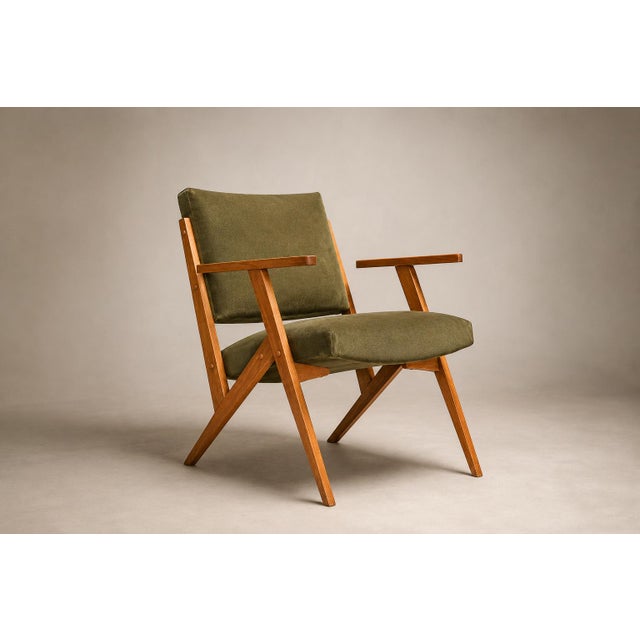 Mid-Century Modern Brazilian Modern Armchair by José Zanine Caldas in Pau Marfim & Dedar Velvet, 1950s For Sale - Image 3 of 18