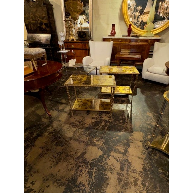 Metal Nice Pair of Italian Bagues Manner Gilt Bronze Side Tables For Sale - Image 7 of 7