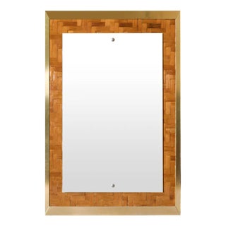 Rectangular Mirror in Bamboo and Brass, 1970 For Sale