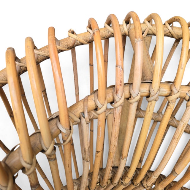 Late 20th Century Attributed to Franco Albini Italian Pencil Reed Rattan Chair For Sale - Image 13 of 16