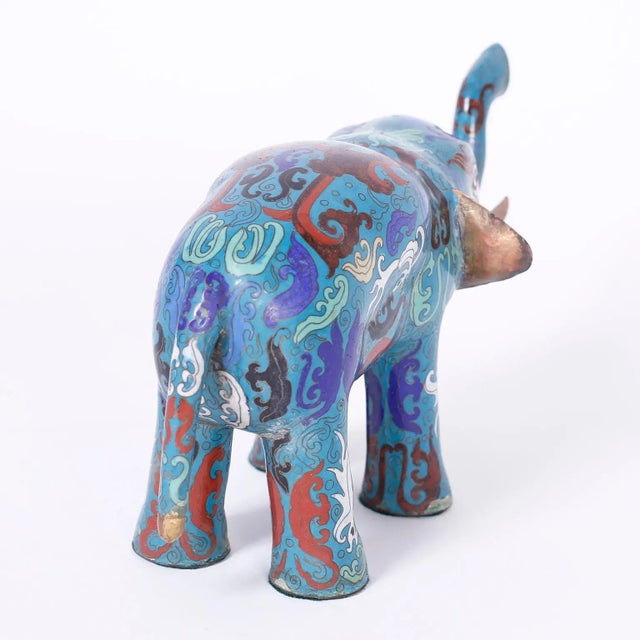 Chinoiserie Chinese Cloisonné Elephants - A Pair For Sale - Image 3 of 6