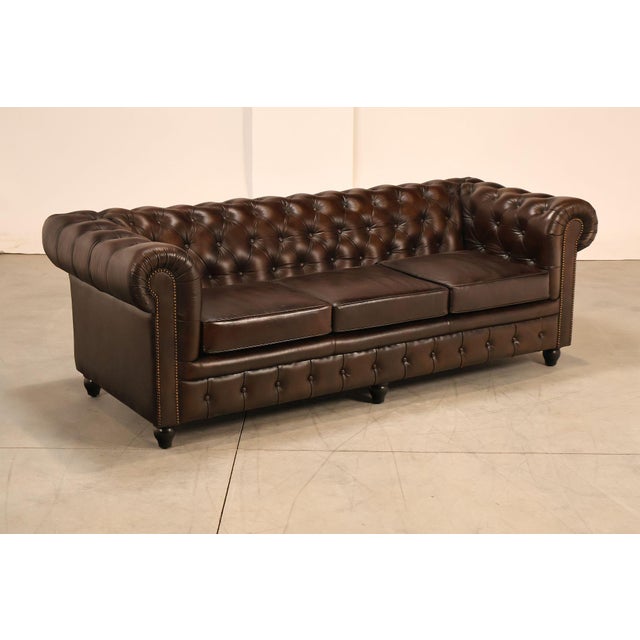 High Quality Chesterfield Style Sofa Featuring A Traditional Chesterfield Silhouette With Deep Button Tufted Back And...