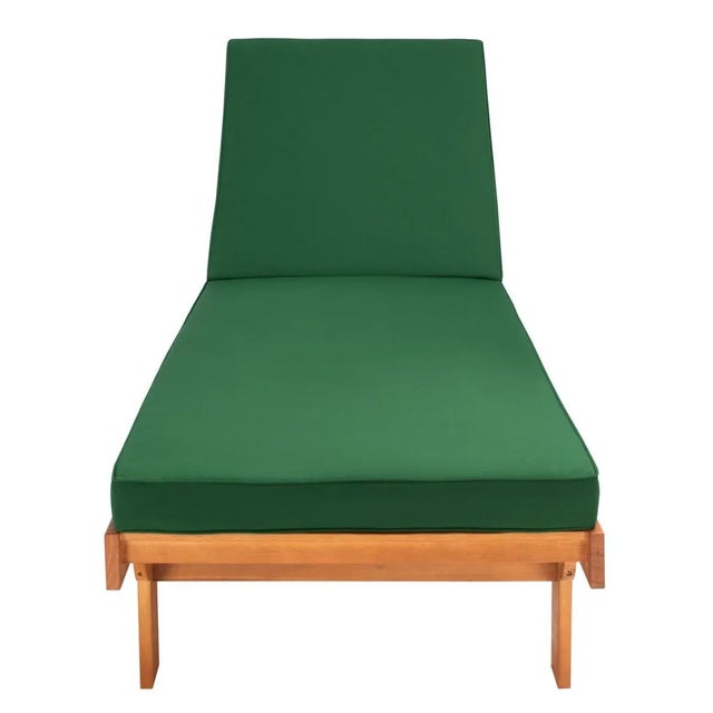 2020s Newport Chaise Lounge Chair with Side Table, Natural/Green Cushion For Sale - Image 5 of 12