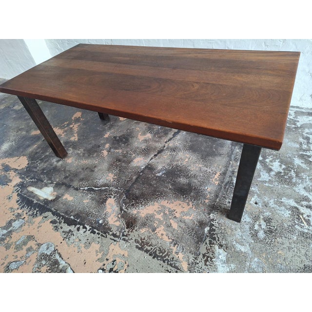 Mid-Century Modern Brutalist Teak and Patinated Steel Dining Table, 1960s For Sale - Image 9 of 15