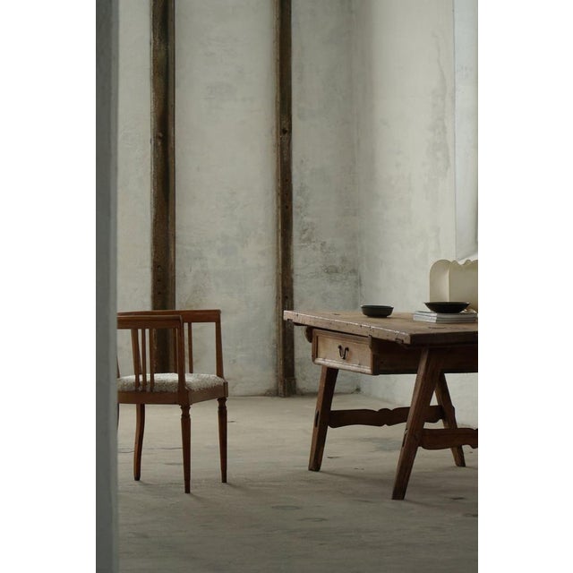 French Primitive Pine Dining Table or Desk with Drawer, 18th Century For Sale - Image 3 of 18