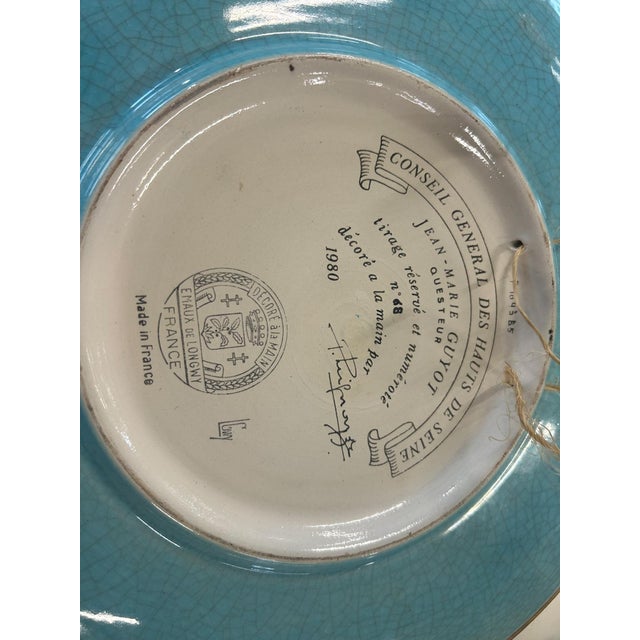 Enamel Plate from Longwy, 1980, in Very Good conditions. Designed 1980 to 1989