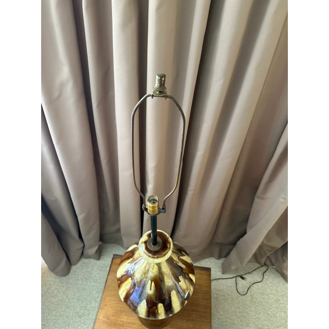 1950s 1950s Mid-Century Modern Drip Glazed Table Lamp For Sale - Image 5 of 6