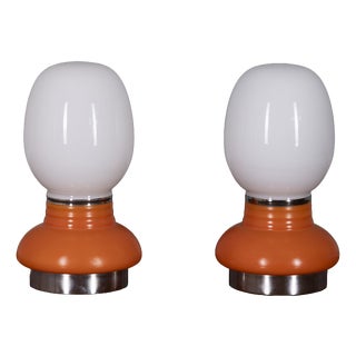 Vintage Italian Glass Table Lamps, 1970s, Set of 2 For Sale