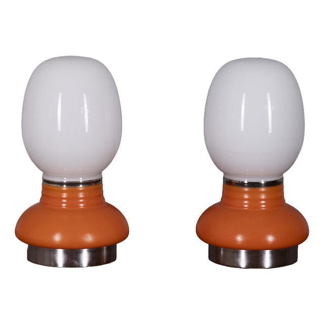 Vintage Italian Glass Table Lamps, 1970s, Set of 2 For Sale