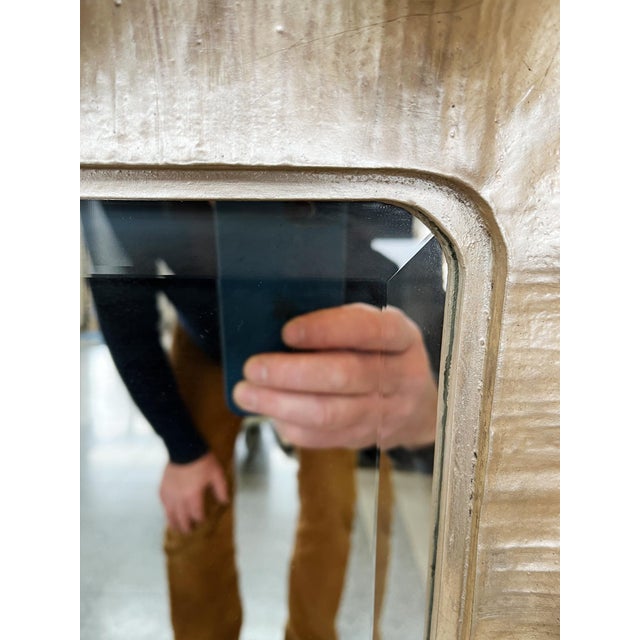 1940s 1940s Italian Silver Leaf Scalloped Wall Mirror For Sale - Image 5 of 12