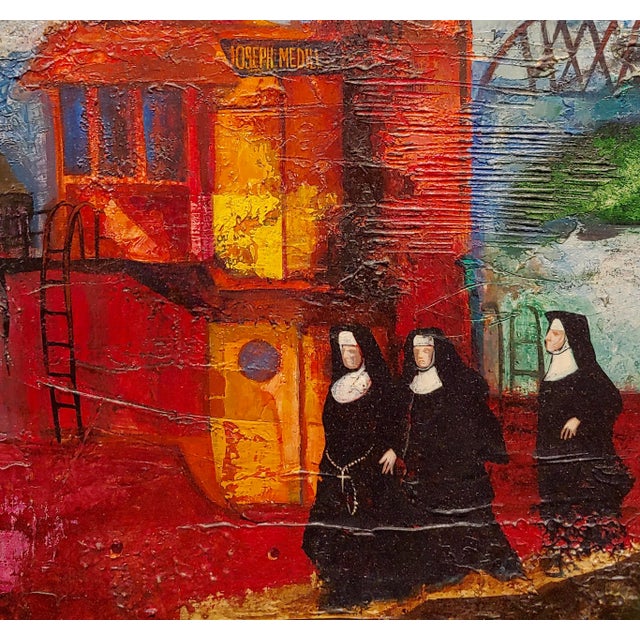 1960s John H. Foote Jr. -Six Nuns Debarking From Joseph Medill Fireboat- Oil Painting For Sale - Image 5 of 11