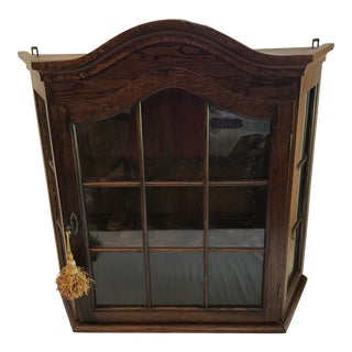 Vintage English Hanging Wall Display Cabinet For Sale