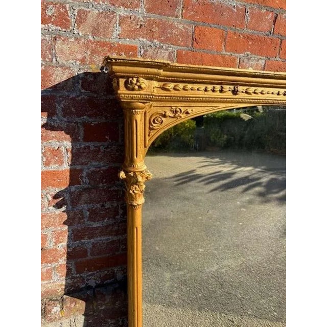 W: 122cm (48")h: 125cm (49.2")d: 8cm (3.1") a spectacular large antique english 19th c carved wood & gesso gilt column...