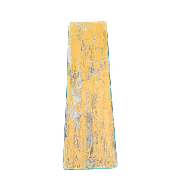 Vintage Trestle-Style Country Farmhouse Bench Storied Patina For Sale - Image 9 of 12
